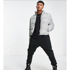 NWT ASOS Design Men’s Grey Oversized Gray Puffer Winter Jacket Coat Size 2XL